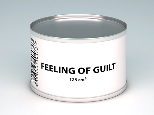 small jar labeled "feeling of guilt"